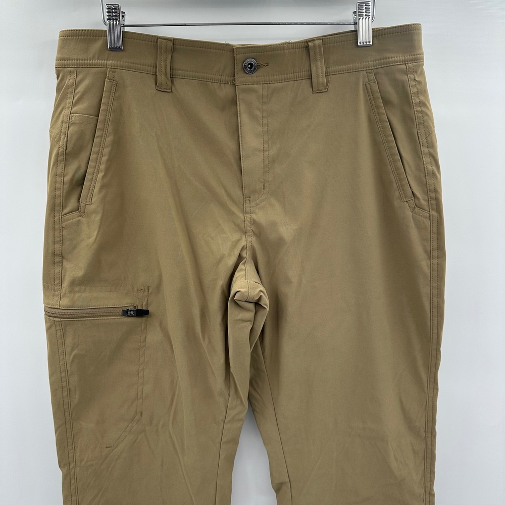 Eddie Bauer Rainier Fleece Lined Pants Mens 34x32 Tan Khaki Hiking Trousers